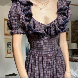 Doen Lera Organic Cotton German Plaid Ruffle
Tiered Maxi Dress